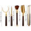 Brass Tea Ceremony Tools Set With Wooden Handle - Tongs Spoon Knife Brush Fork Gongfu Accessories