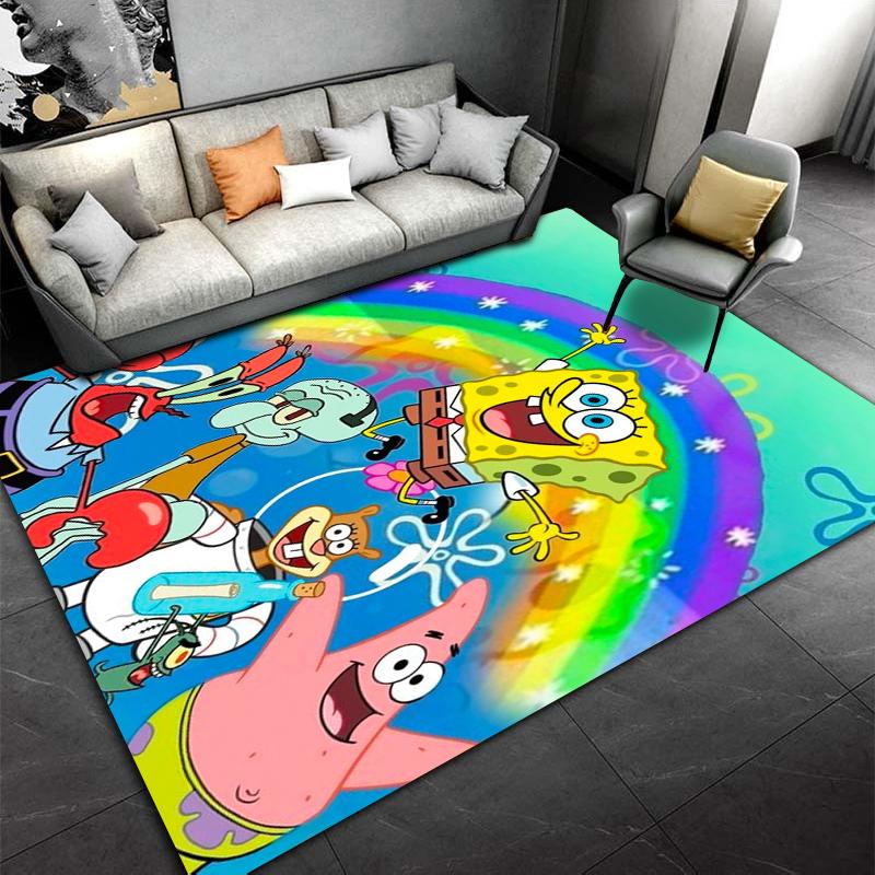 Cartoon Carpet with Rainbow Design for Kids' Room Suitable for use as an anti-slip game mat for living room and bedroom sofas