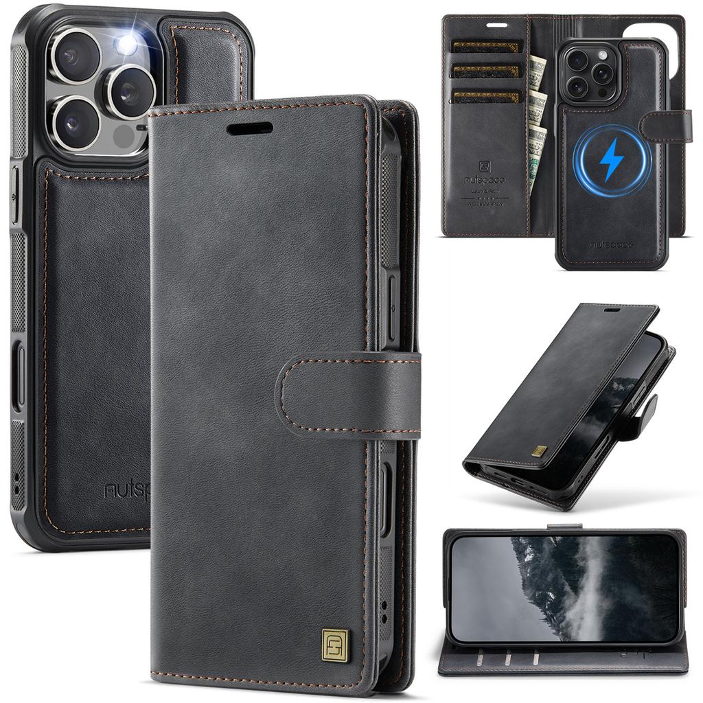 Чехол-кошелек 2-в-1 с магнитным отсоединением для iPhone 16/16 Pro/16 Pro Max/16 Plus/16e - ПУ кожа, Слоты для карт, Зарядка MagSafe, Защита 360°