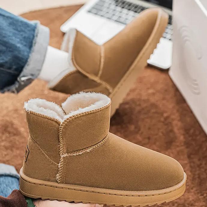 Fur Snow Boots Men's Winter Velvet Warm Northeast High-top Cotton Shoes Men's Outdoor Fur Integrated Cold-proof Boots