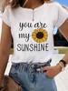 (Asian Size) Graphic Tee T Clothing Lovely Flower Letter Style Casual Fashion Print Female Casual  Women's Top Lady Short Sleeve T-shirt