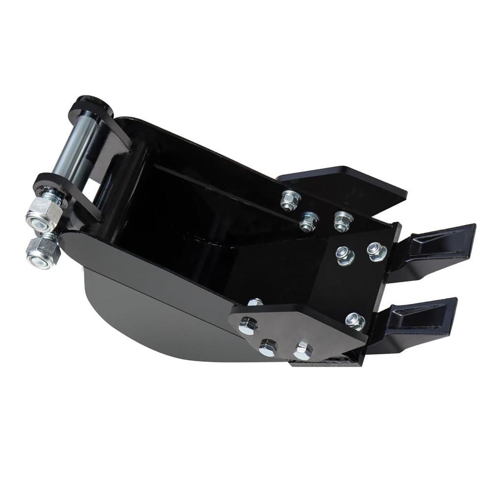 Narrow Digging Bucket 7.87in 0.98in Hole Dia 3.54in Center Wheelbase Metal Teeth for Trenching Digger Mini Excavator
