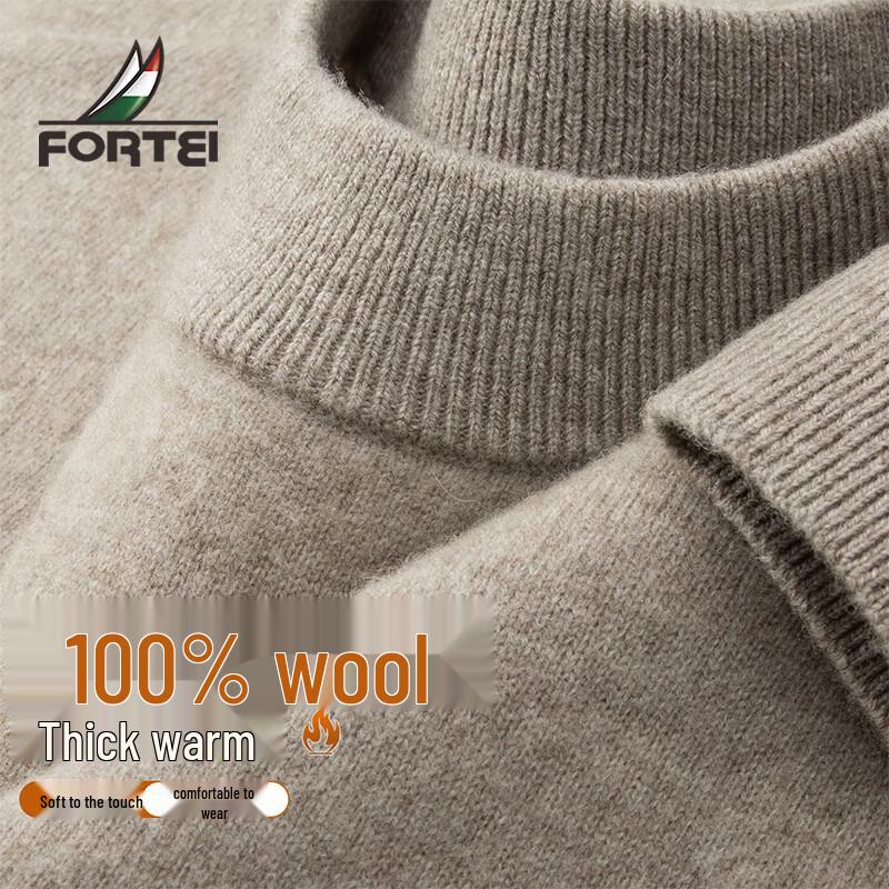 Men's 100% Merino Wool Thickened Crewneck Sweater
