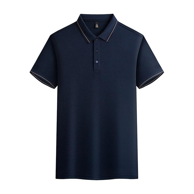 Mens Solid Color Breathable Lapel Short Sleeve Polo Shirt
