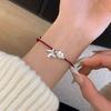 Набор из 2 парных браслетов на красном и черном шнурке с дизайном кошки и рыбы, ручная работа, цепочка на запястье для пар, друзей