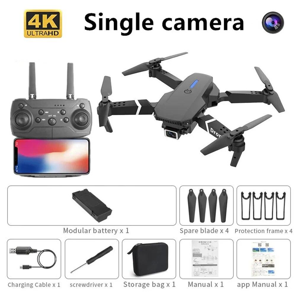 Профессиональный дрон E88 4K широкоугольный HD 1080P камера WiFi FPV высота удержания складной RC дрон квадрокоптер вертолет детские игрушки