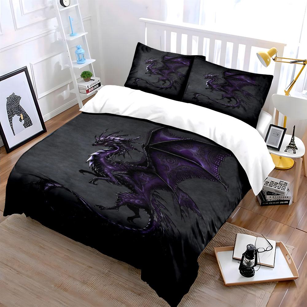 Purple dragon with patterns. Bedding sets Duvet cover sets Duvet covers Pillowcases(1 * Duvet Cover 2 * Pillowcases without duvet insert)