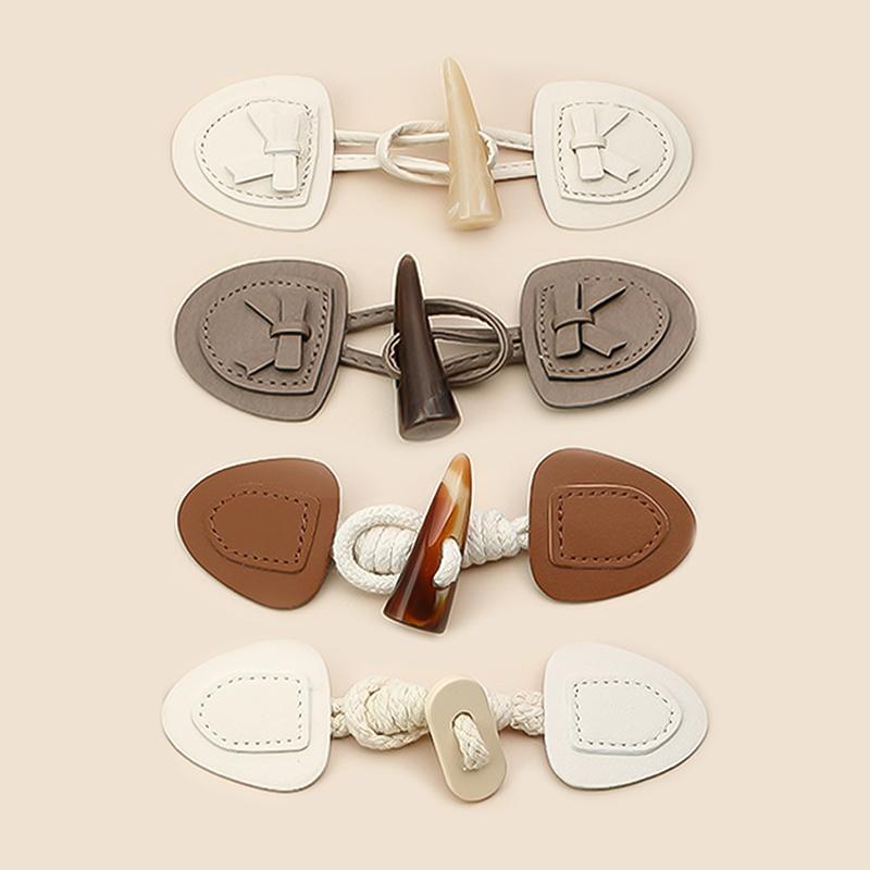 PU Leather Resin Horn Buttons Toggle Clasps Button For Coat Jacket Cardigan Decorative Buckles Fastener DIY Clothing Accessories