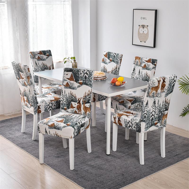 1/2/4/6 Pieces Printed Chair Cover Washable Big Elastic Kitchen Chair Covers Stretch Seat Slipcovers For Dining Room Home Decor