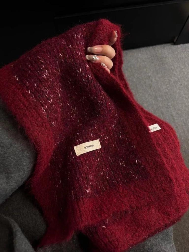 Tonglu manufacturer Korean wool-containing wool scarf women's winter senior sense versatile warm student neck scarf tide