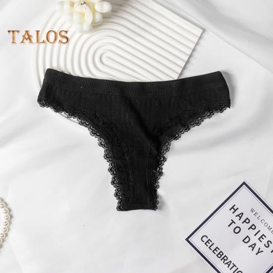 Женское ребристое хлопковое нижнее белье с кружевной отделкой и заниженной талией, мягкие эластичные трусики-бикини, бесшовные трусы для повседневной носки