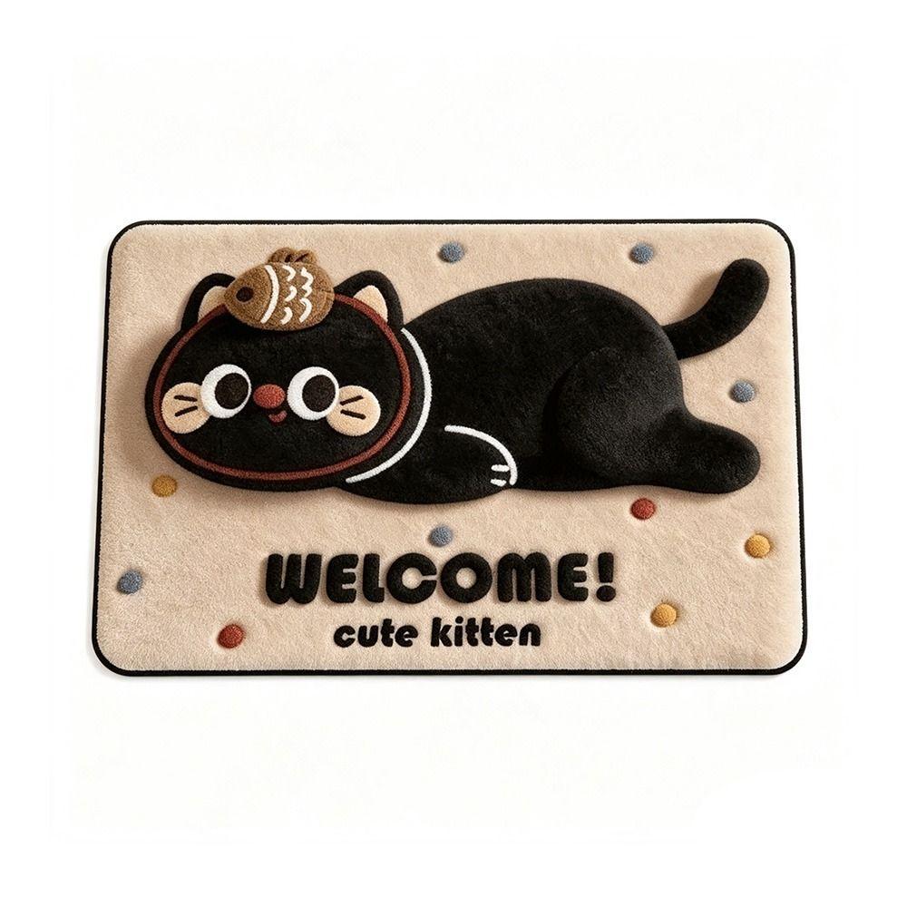 Non-Slip Backing Cartoon Floor Mat Water Absorbent Area Rug 3D Plush Animal Doormat  Bathroom Rug