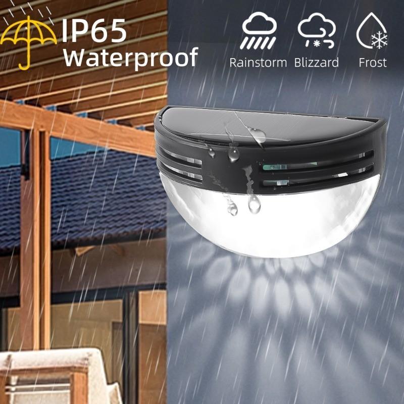 1/4pcs Waterproof Solar Light Semicircle Fence Wall LED Lamp Garden Stairs Balcony Solar Powered Lamps Outdoor Luminous Lights