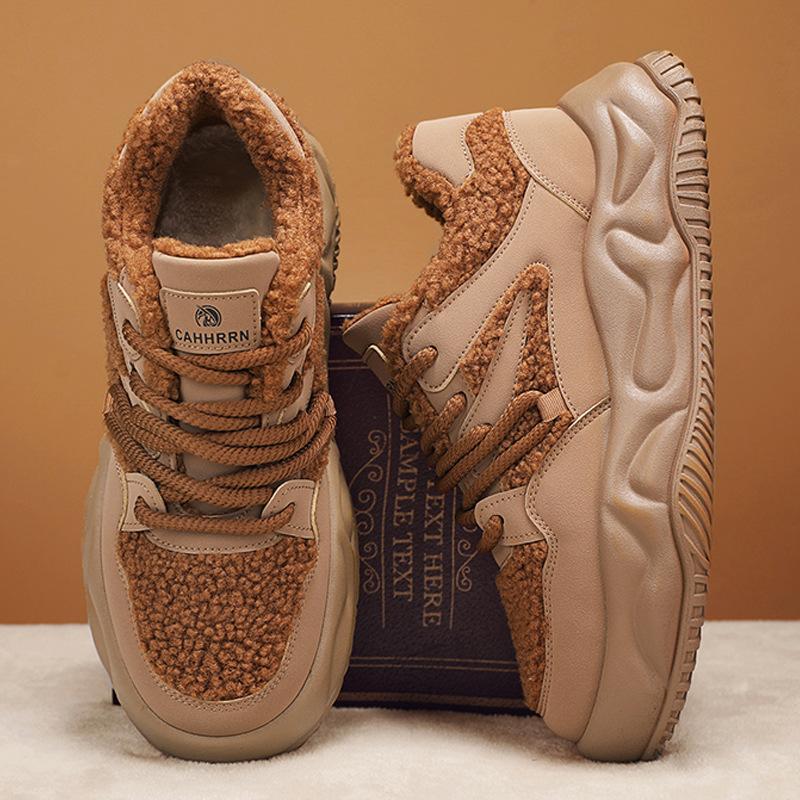 Хлопковая обувь мужская зимняя бархатная теплая модная платформа мужские кеды универсальные повседневные хлебные нескользящие зимние ботинки