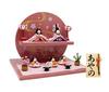 Osaka Choseido Original Compact Mini Hina Doll with Nameplate and Wooden Tag Chirimen Hina 32cm Flowing Water Cherry Blossom Pink (Sent Separately)