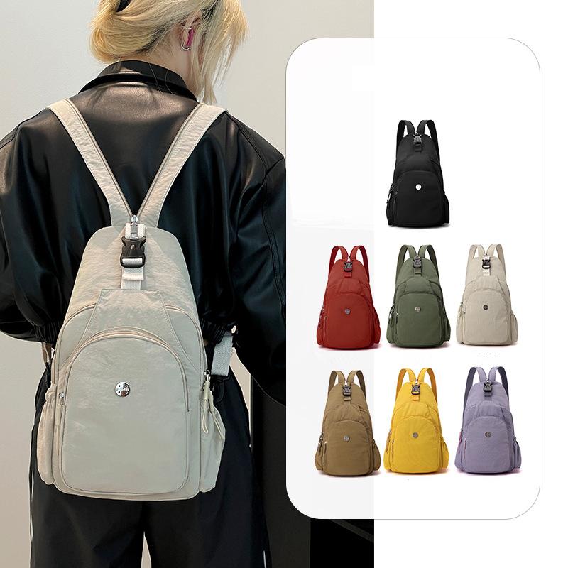 Waterproof Multifunctional Backpack Outdoor Travel Bag Solid Color Shoulder Bag Women's Chest Bag