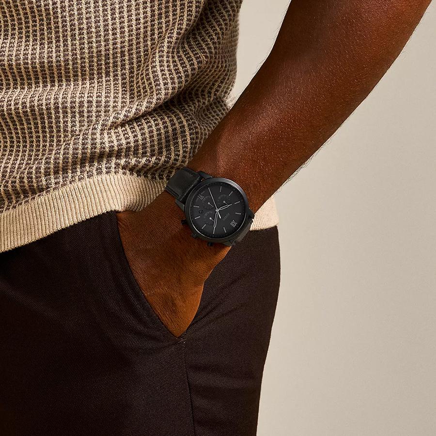 Fossil Мужские часы-хронограф Neutra - Синий круглый циферблат, Кожаный ремешок, Бизнес-кэжуал FS5503