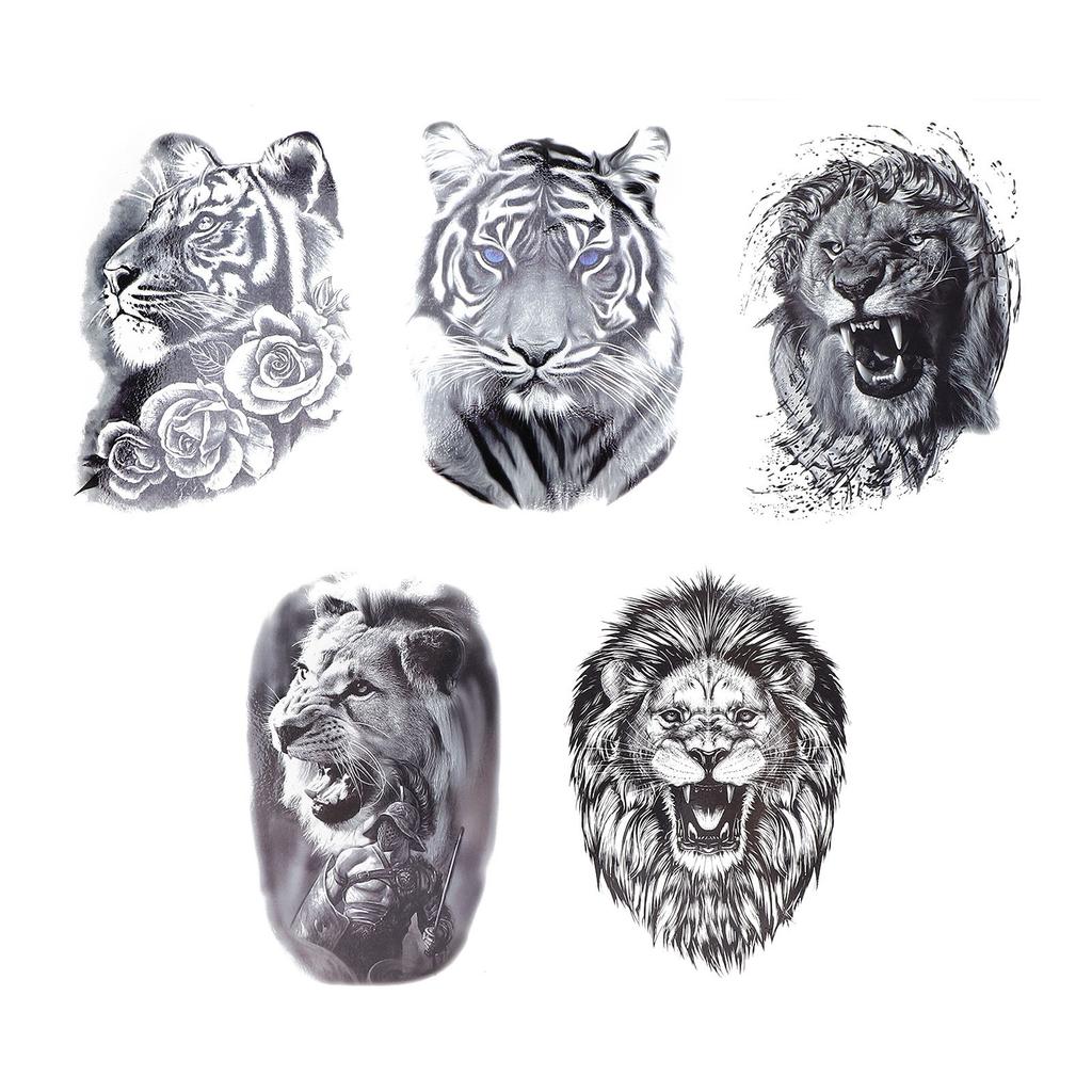 5 листов временных тату-наклеек с животным узором для мужчин, водостойкий аксессуар для татуировок