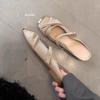 Полутапочки с квадратным металлическим носком и плоским каблуком. Весенние и летние тапочки с мягкой подошвой. Туфли Мэри Джейн. Одиночные туфли.
