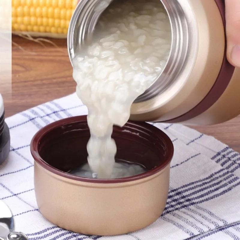 1Pc Thermo Mug Vacuum Flask Stainless Steel 350ML 500ML Mini Lunch Box with Hot Food Container 3 Colors