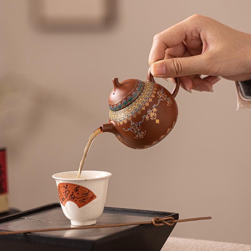 Чжу Ни Цзыша Чайник Сиши Чайник Бытовой Набор для чая Кунг-фу Заварочный чайник Маленький объем Чайник с разделением чая Ручной работы Чайник Дуньхуан