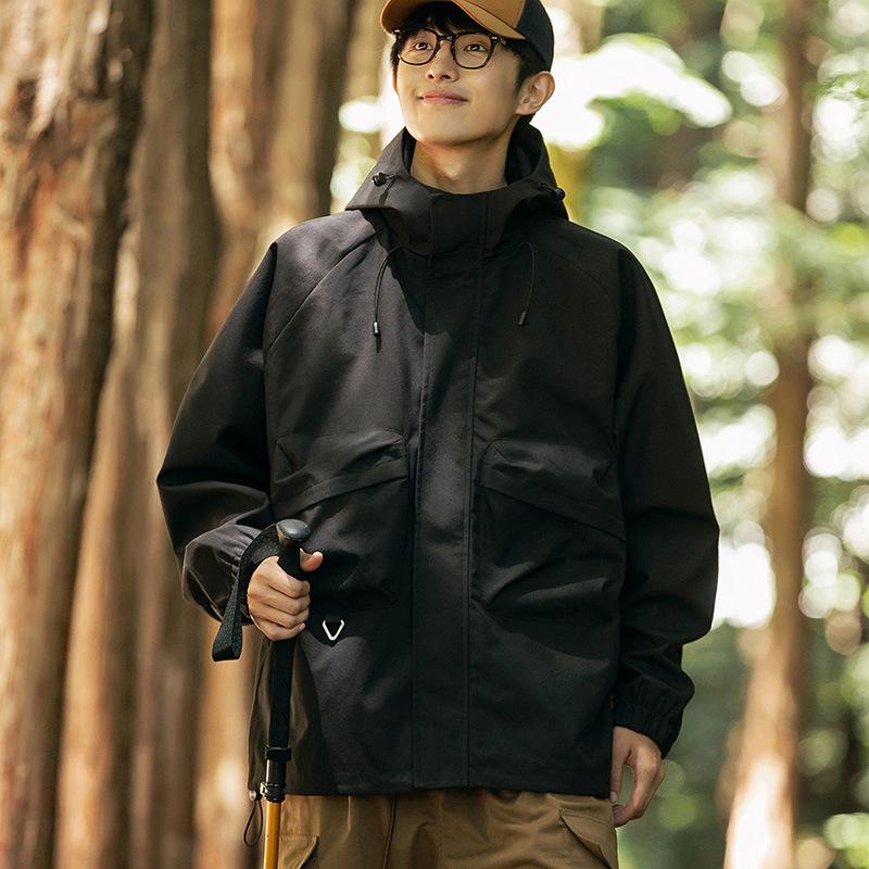 Куртка для горного туризма, мужская осенняя ветрозащитная и водонепроницаемая куртка для инструментов, свободная функциональная повседневная куртка с капюшоном