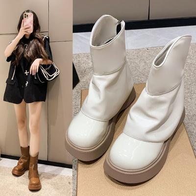 Модные туфли на плоской подошве для женщин, зима 2024, белые эластичные ботинки, новинка среди женских ботинок, трендовая обувь, горячая, милая, кавайная, по акции, осенний хит