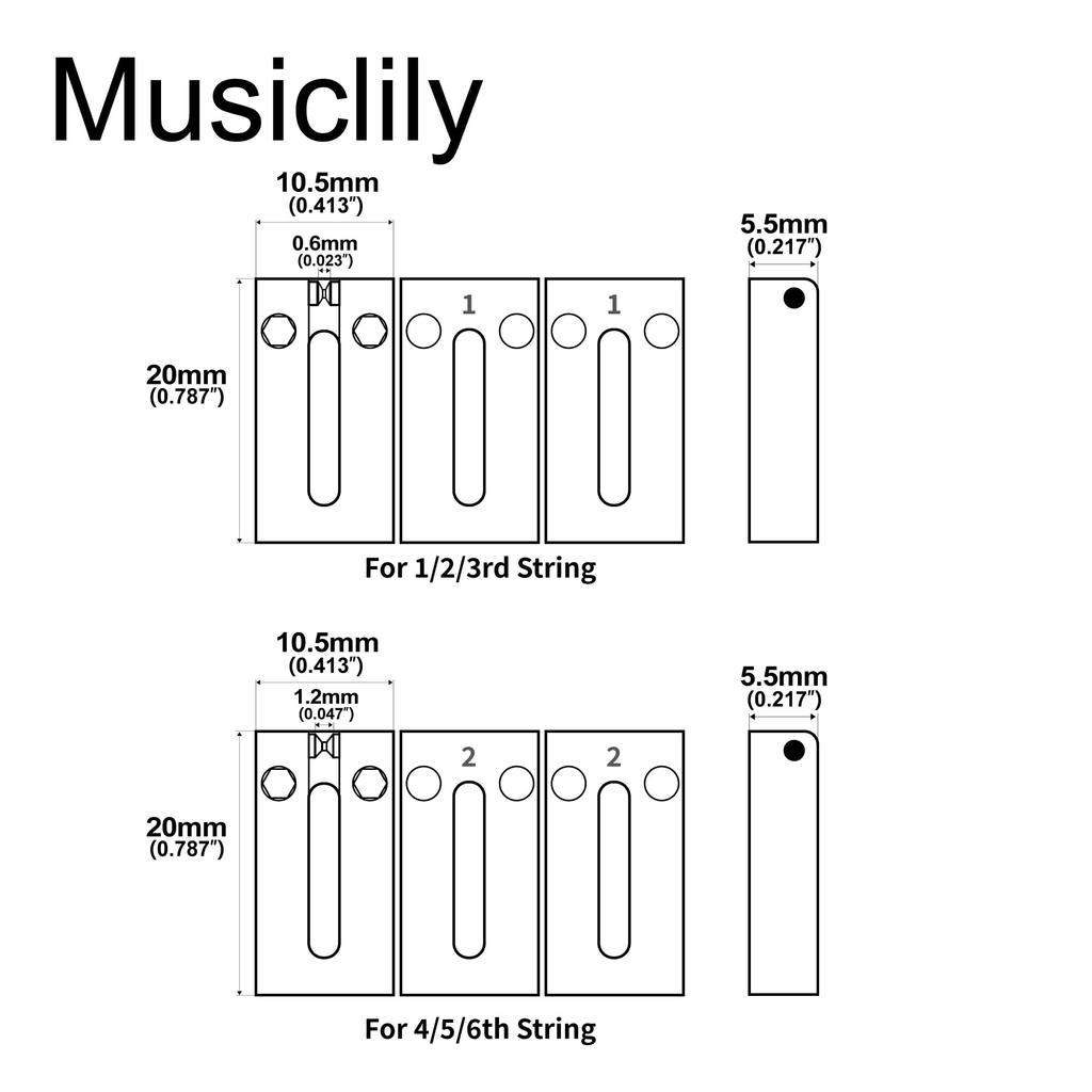 Musiclily Ultra 10.5mm Brass Guitar Roller Bridge Saddles for Strat/Telecaster Style Electric Guitars, Chrome (Set of 6)