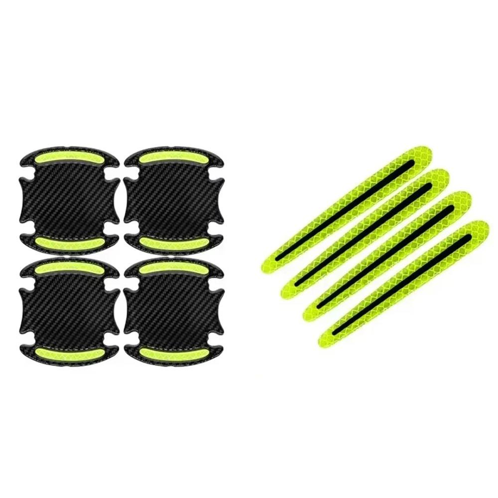 8Pcs/Set Self-Adhesive Car Door Guard Reflective Door Handle Protective Film  Driving Safety