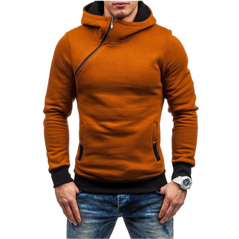 Men's Asymmetrical Zipper Hoodie - Autumn/Winter Collection, Multiple Colors