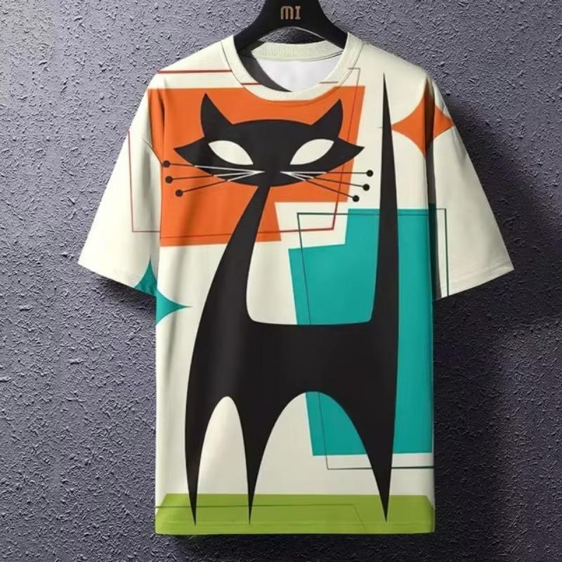 Винтажная футболка Мужская футболка Японская футболка Уличный стиль Лето Круглый вырез Уличная одежда Мода Повседневная рубашка Футболка с 3D-принтом