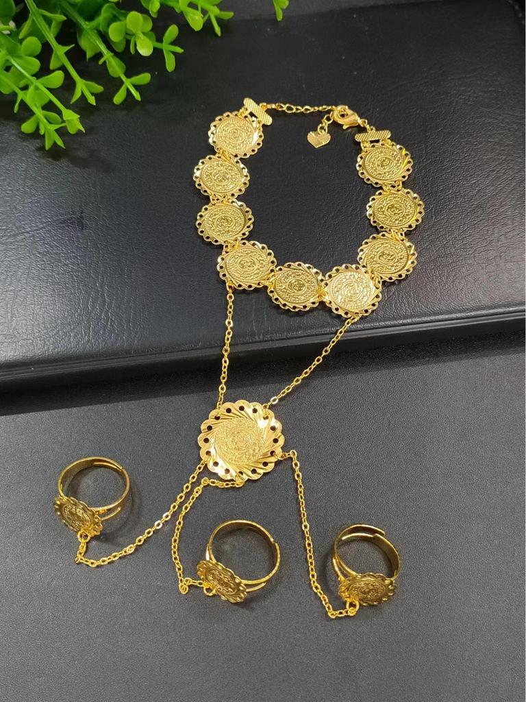 Трендовый европейско-американский браслет-цепочка на руку с кольцом для женщин