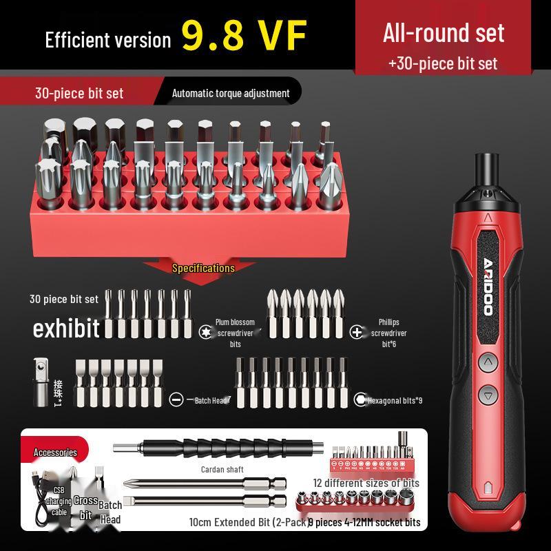Rechargeable Mini German Electric Screwdriver Set - Handheld Lithium Battery Tool for Small Household Tasks