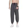 Men Pants Ice Silk Straight Thin Side Pockets Drawstring Elastic Waist Plus Size Loose Quick-drying Solid Color Quick Dry Gym Traning Jogging