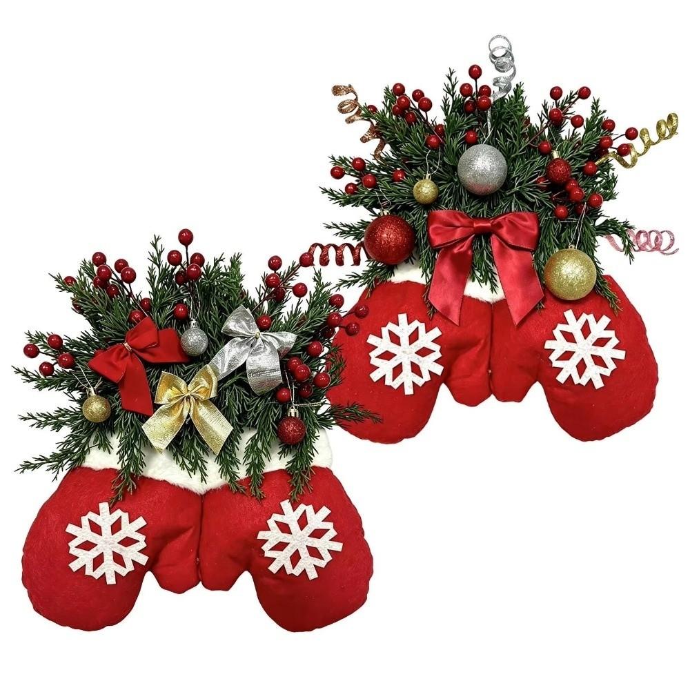 Glove Shape Christmas Glove Wreath Simulated Flower Christmas Door Wreath Front Door