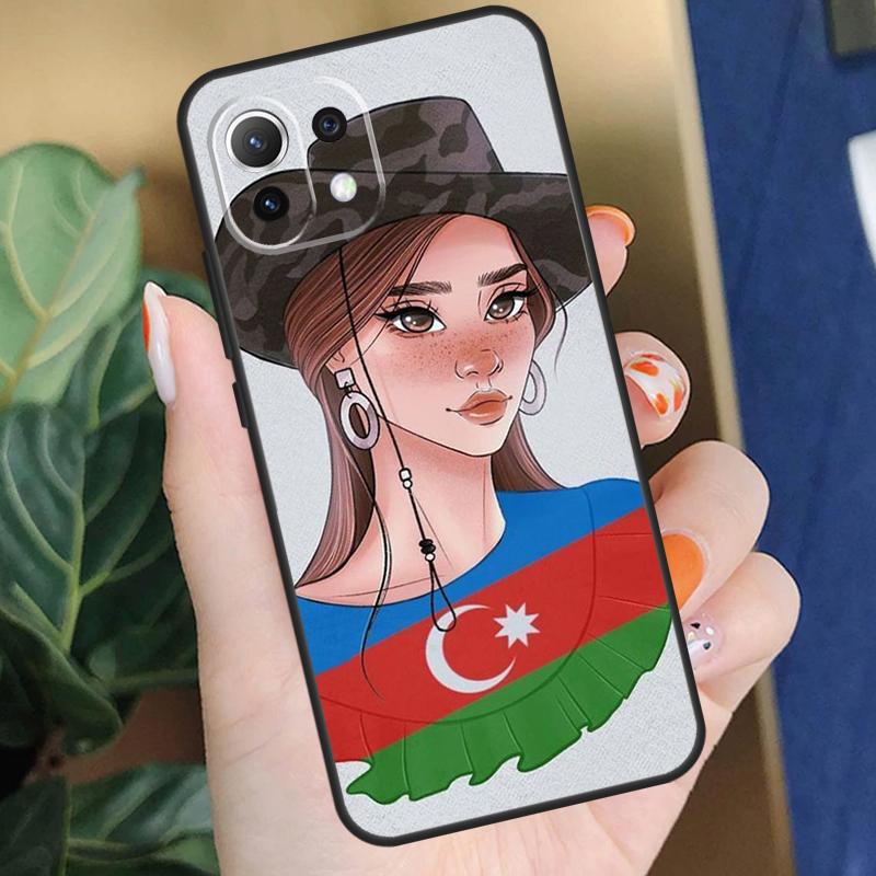 Чехол Девушка с флагом Азербайджана для Xiaomi 17 Pro Max 14 15 Ultra 13T 14T 15T Pro POCO F8 F7 F5 F6 X5 X6 X7 Pro Coque