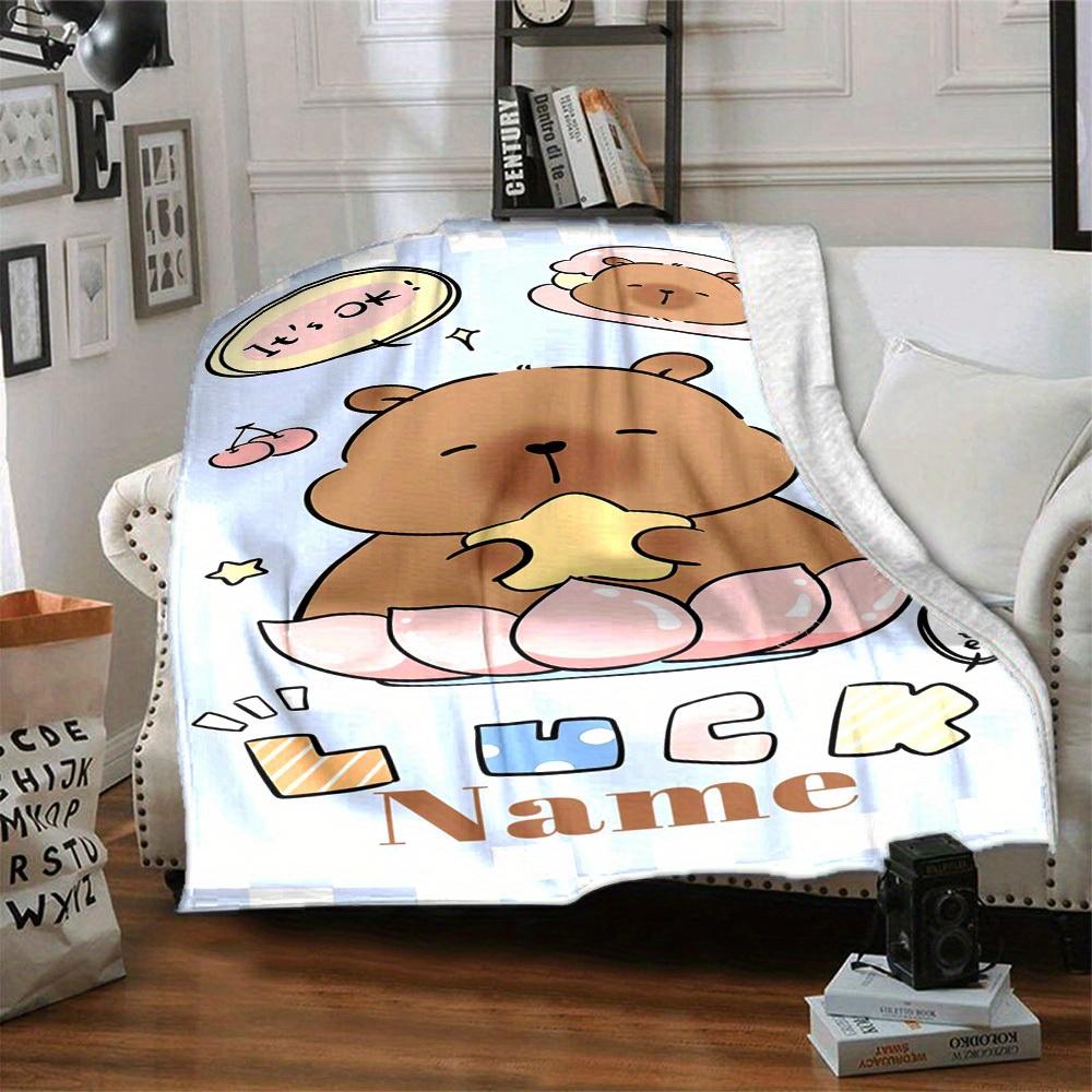 Cute Bear Sitting On Lotus Flower Home Customization Blankets Soft Cozy Lightweight Allseason Multipurpose Blanket For Picnics Sofas Offices Beds