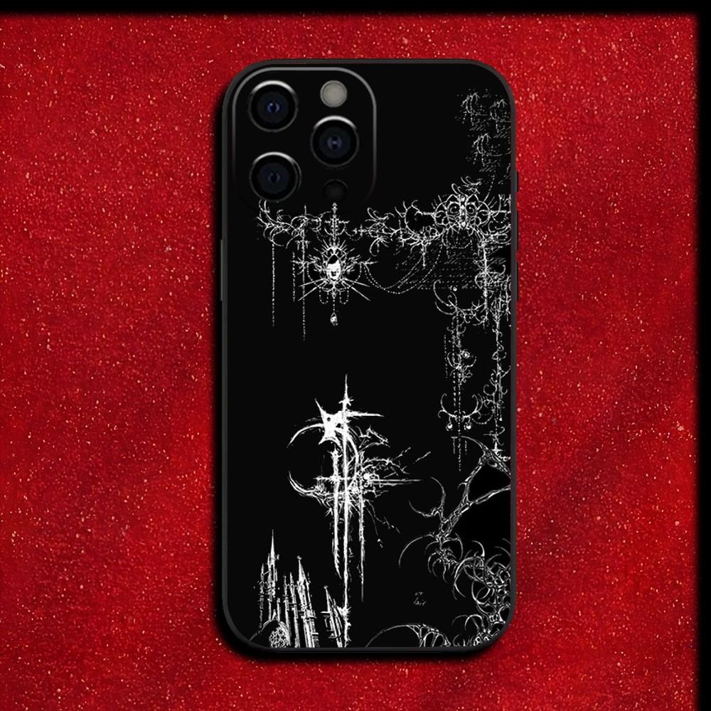 Готический чехол с кибер-крестом для iPhone 16, 15, 14, 13, 12, 11, Pro, X, XS, Max, XR, Plus, Mini, мягкий черный.