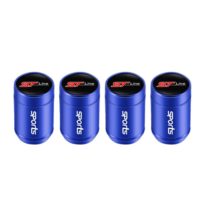 ZLKQ1 4pcs Metal Car Tire Valve Caps 3D Aluminum Alloy Stem Caps For Ford ST Line Explorer Transit Ranger Kuga F150 Fusion Taurus GHIA