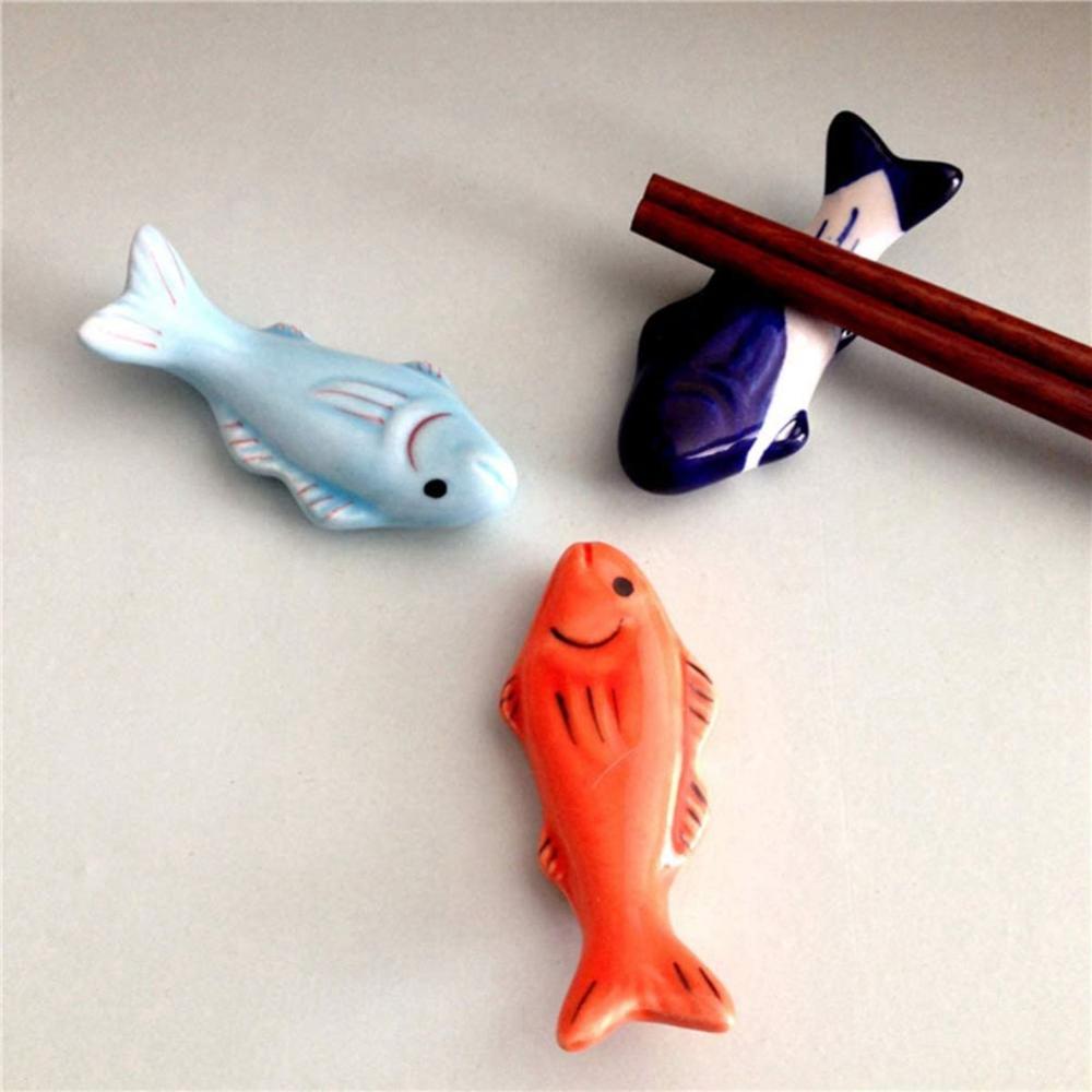 Fork Fish Shaped Cute Ceramic Chopstick Rest Chopsticks Holder Dinnerware Stand Tableware Rack
