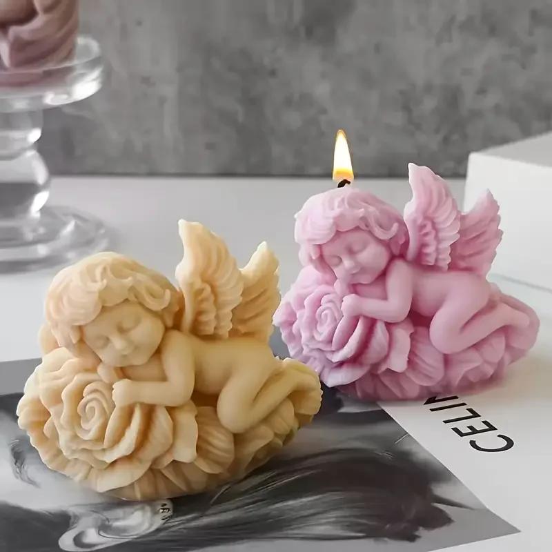 2 шт. Задумчивый Ангел Свеча Силиконовая Форма Рельефная DIY Церковные Свечи Праздничные Украшения Гипс Домашние Украшения