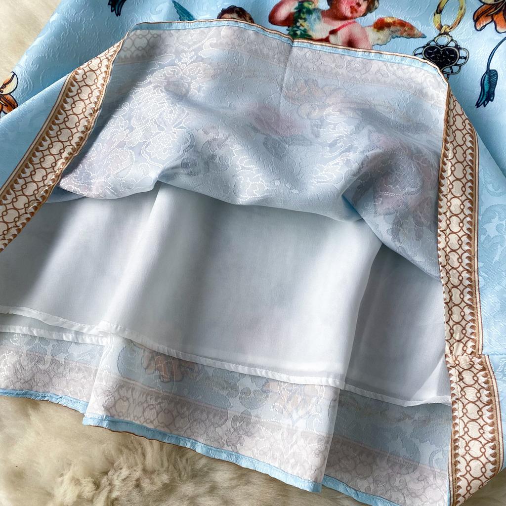 Сексуальные платья с принтом и сетчатым вырезом на талии и рукавами-пузырьками