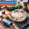 Жаропрочное хрустальное стеклянное кастрюля с крышкой для духовки и микроволновой печи; Суповая миска с двумя ручками для варки на пару и тушения.