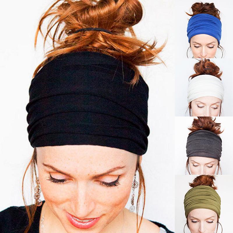 Good Soft Headband Turban Wide Casual Head Wrap Running Women 1pc Yoga Workout New Elastic Stretch Solid Color Hair Accessories Girl