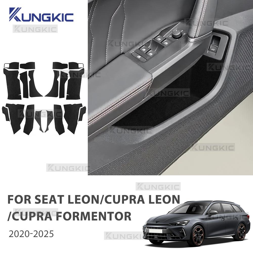 Interior Door Map Pocket Sticker Trim for Seat Leon MK4 Cupra Leon Formentor 2020-2025 - Suede & Polyester
