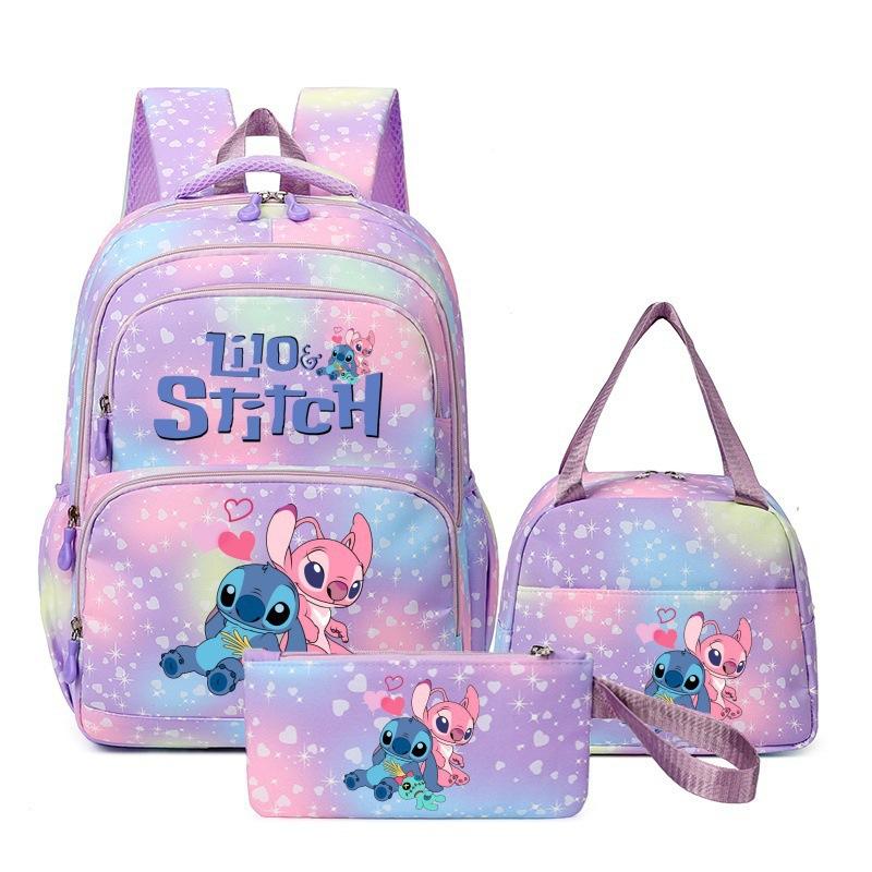 Disney Stitch Lilo & Stitch School Backpack Set of 3, Large Capacity Cartoon Outdoor Bookbag, Kids Gifts