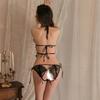 Sex underwear transparent mesh butterfly three-point backless free uniform suit flirting sex underwear women's free