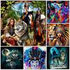 DIY-5D Diamond Painting Fantasy Beauty and Wolf Splicing Set Full Round Square Diamond Embroidery Mosaic Picture Home Decoration