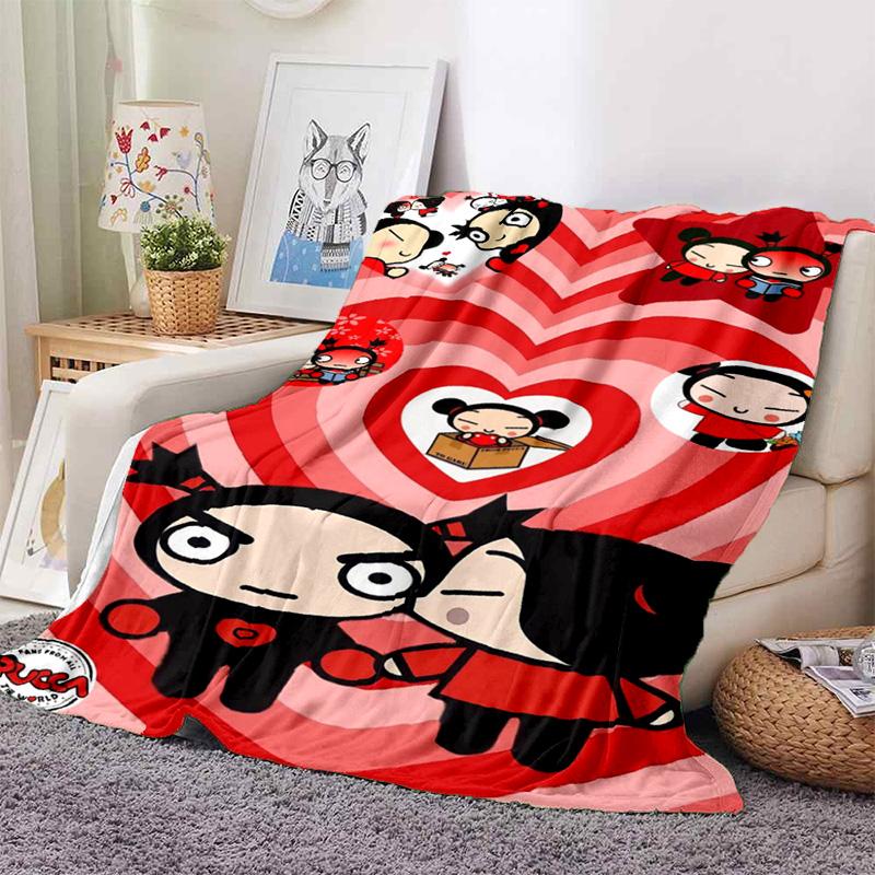 Chinese Doll P-Pucca Garu Blanket 3D Printed Cute Anime Cartoon Character Blanket Sofa Cover Blanket Air Conditioner Bed Sheet