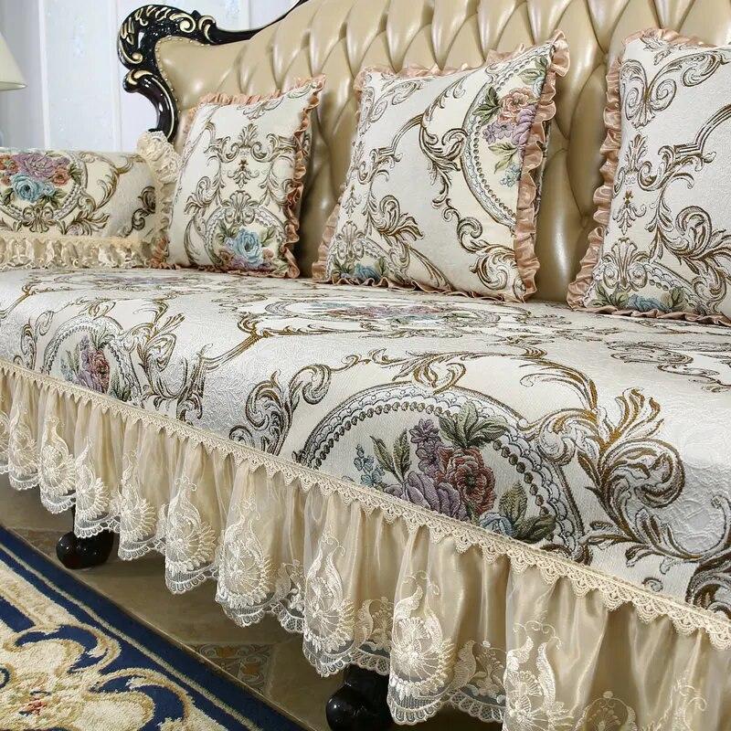 Covers European Jacquard Vintage Sofa Luxurious Nonslip Sofa Cushion 123 Seats Furniture Protectors Slipcover Couch Cover